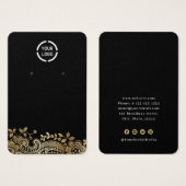 フェイク金ゴールドレースカスタムロゴブラックイヤリングディスプレイ (正面&裏面)