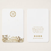 フェイク金ゴールドレースカスタムロゴホワイトイヤリングディスプレイ (正面&裏面)