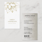 フェイク金ゴールドロータスシンプル霊気スピリチュアル治療器 名刺 (正面/裏面)