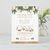 フェイク金ゴールドワイルドワンフローラサファリサンキューカード 招待状 (スタンド正面)