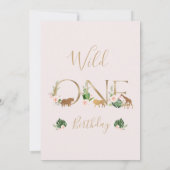 フェイク金ゴールドワイルドワンフローラサファリサンキューカード 招待状 (裏面)