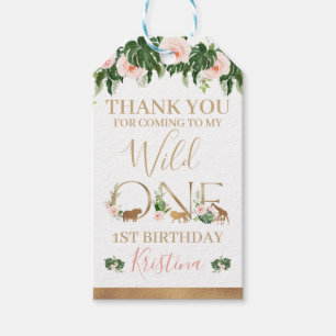 フェイク金ゴールドワイルドワンフローラサファリ誕生日  ギフトタグ