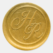 フェイク金ゴールドワックス結婚モノグラム封筒用シール ラウンドシール (正面)