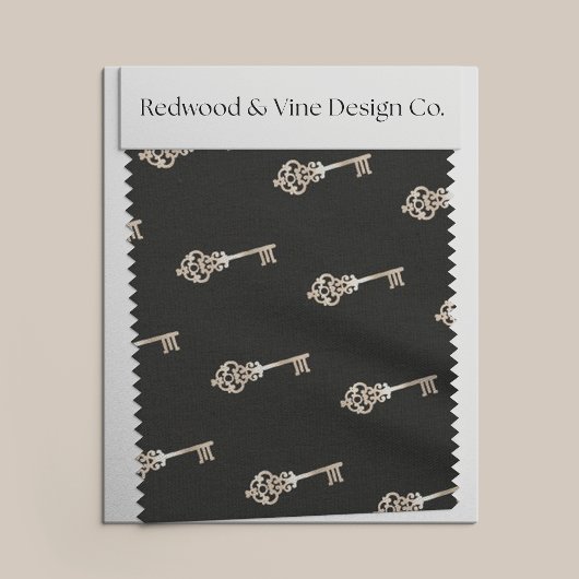 フェイク金ゴールドヴィンテージ鍵パターン ファブリック