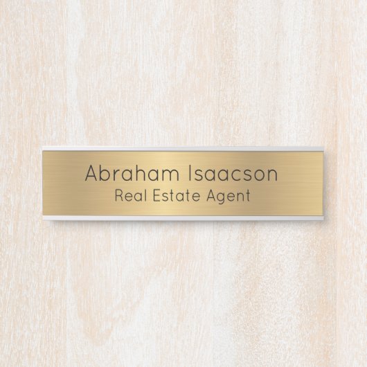 フェイク金ゴールド事務所ドアサ実在インエージェント サインプレート (正面)