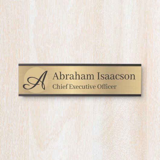 フェイク金ゴールド事務所ドア名プレート実在財 サインプレート (正面)
