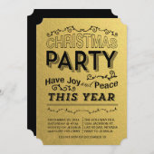 フェイク金ゴールド休日パーティーの招待 招待状 (正面/裏面)