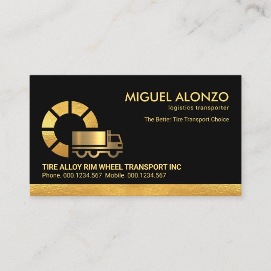 フェイク金ゴールド全球タイヤトラック輸送 名刺 (正面)