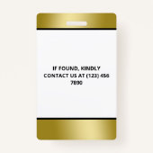 フェイク金ゴールド写真&ロゴプレスID バッジ (裏面)