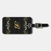 フェイク金ゴールド及びグリッターフローラレース ラゲッジタグ (正面横)