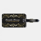 フェイク金ゴールド及びグリッターフローラレース ラゲッジタグ (裏面横)