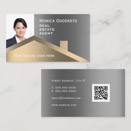 フェイク金ゴールド及び銀金属性不動産  名刺 (正面/裏面)