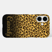 フェイク金ゴールド名を付けたFur Wild Leopard Print Case-Mate iPhoneケース (裏面 (横))