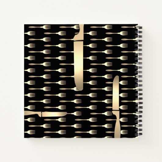 フェイク金ゴールド器パーソナライズされた料理レシピ ノートブック (裏面)