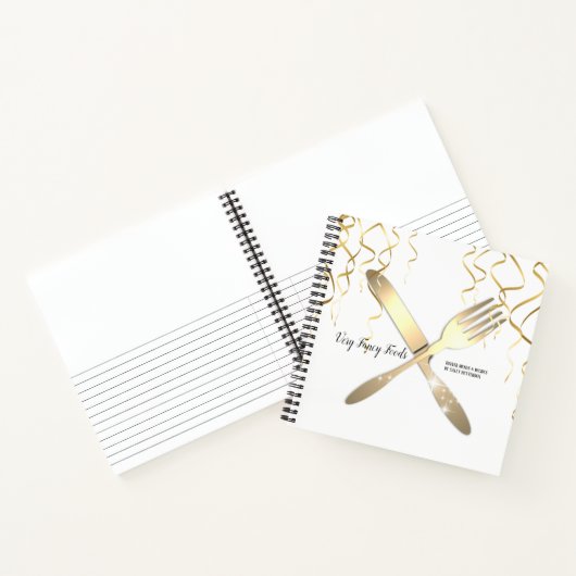 フェイク金ゴールド器パーソナライズされた料理レシピ ノートブック (内部)