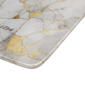 フェイク金ゴールド大理石がパーソナライズされた成立 カッティングボード (角)