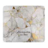 フェイク金ゴールド大理石がパーソナライズされた成立 カッティングボード (正面)