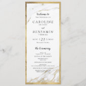 フェイク金ゴールド大理石の高級モダン結婚式 プログラム (正面)