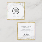 フェイク金ゴールド大理石カスタム会社のロゴプロフェッショナル スクエア名刺 (正面/裏面)