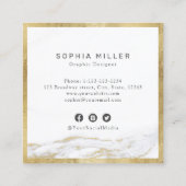 フェイク金ゴールド大理石カスタム会社のロゴプロフェッショナル スクエア名刺 (裏面)