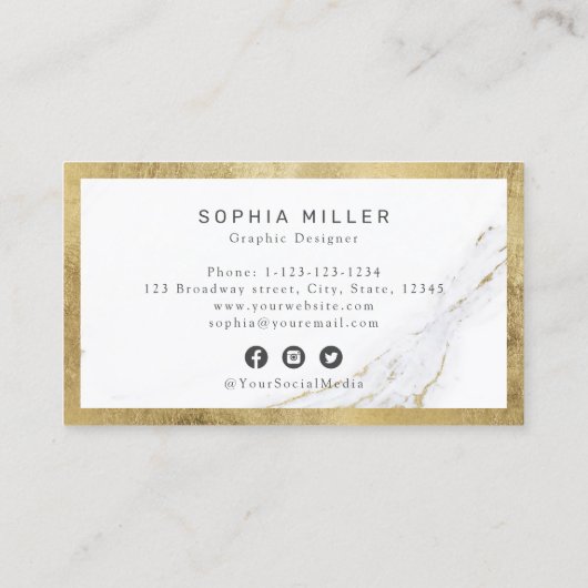 フェイク金ゴールド大理石カスタム会社のロゴプロフェッショナル 名刺 (裏面)