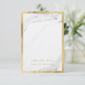 フェイク金ゴールド大理石モダンの結婚高級感謝してい君 サンキューカード (スタンド正面)