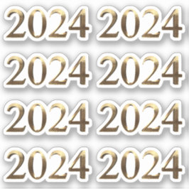 フェイク金ゴールド年数新年2024年 シール