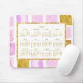 フェイク金ゴールド年2024年カレンダーマウスパッドピンク マウスパッド (マウス)