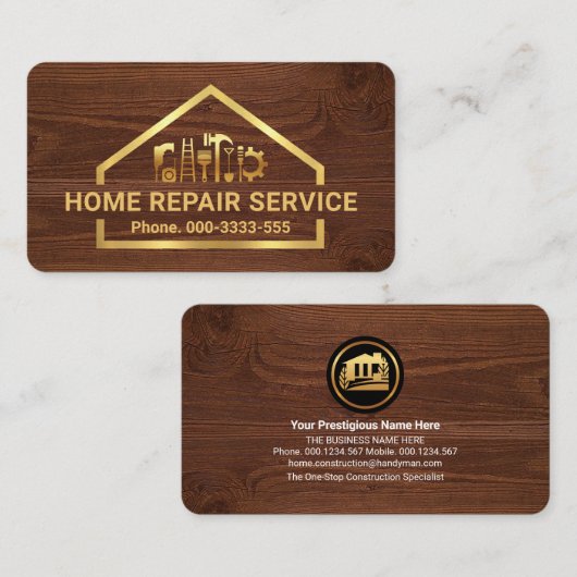 フェイク金ゴールド建物ツール枠 名刺 (正面/裏面)