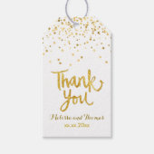 フェイク金ゴールド感謝してい紙吹雪ユー結婚書道 ギフトタグ (正面)