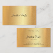 フェイク金ゴールド手エレガント書モダン 名刺 (正面/裏面)