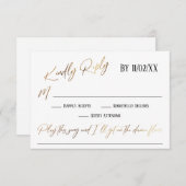 フェイク金ゴールド手書きシンプル入力の曲要求RSVP エンクロージャーカード (正面/裏面)