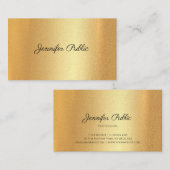 フェイク金ゴールド手書きスクリプエレガントト書 名刺 (正面/裏面)