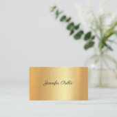 フェイク金ゴールド手書きスクリプエレガントト書 名刺 (スタンド正面)
