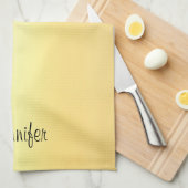 フェイク金ゴールド手書き名テンプレートモダン キッチンタオル (四つ折り)