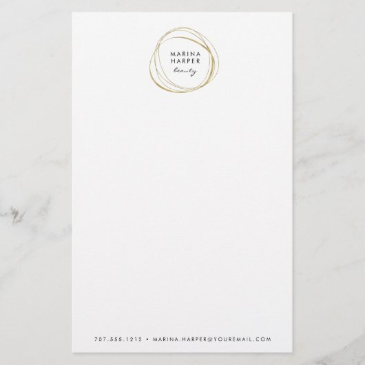 フェイク金ゴールド抽象芸術ロゴ 便箋 (正面)
