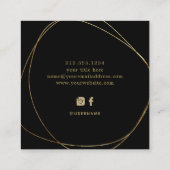 フェイク金ゴールド抽象芸術円|黒 スクエア名刺 (裏面)