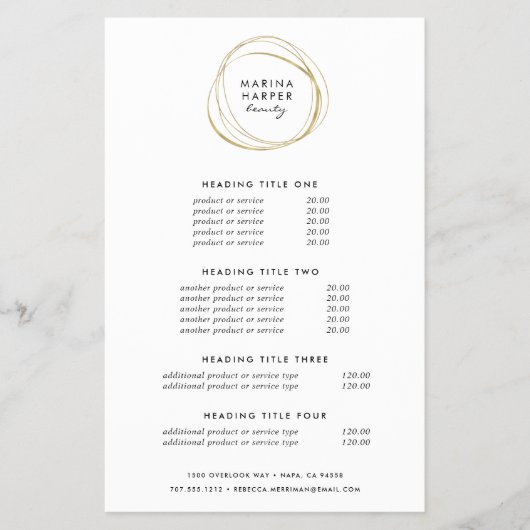 フェイク金ゴールド抽象芸術 |価格とサービス チラシ (正面)