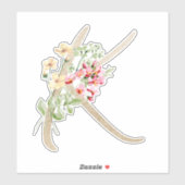 フェイク金ゴールド文字"K"水色野生の花 シール (シート)