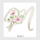 フェイク金ゴールド文字"M"水彩野花 シール (シート)