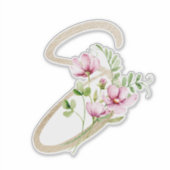 フェイク金ゴールド文字"S"水色野生の花 シール (正面)