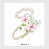 フェイク金ゴールド文字"S"水色野生の花 シール (シート)