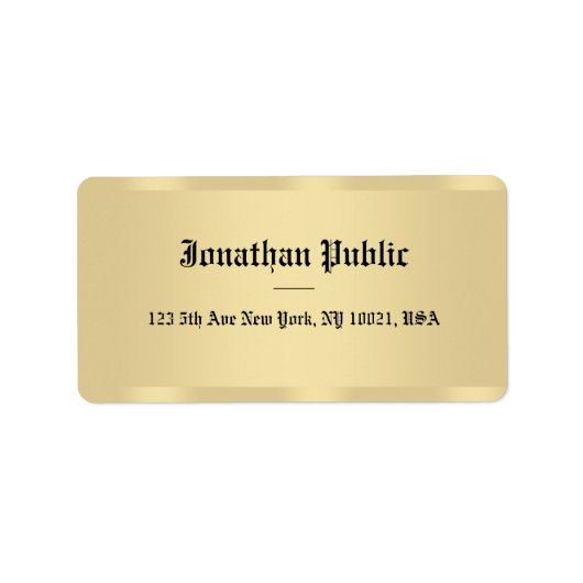 フェイク金ゴールド旧クラシックスタイルフォントエレガントテンプレート ラベル (正面)
