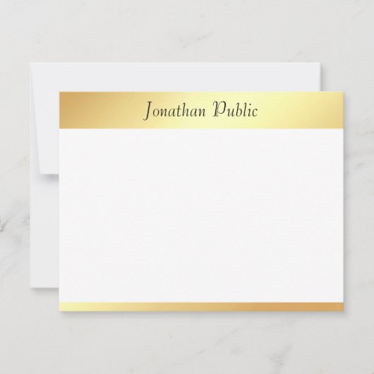 フェイク金ゴールド書スクリプトテンプレートモダン ノートカード (正面)