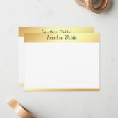 フェイク金ゴールド書スクリプトテンプレートモダン ノートカード (正面/裏面インサイチュ)