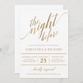 フェイク金ゴールド書道レタリング素朴リハーサル 招待状 (正面/裏面)