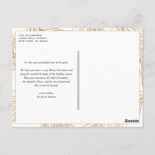 フェイク金ゴールド松メリーと写結婚した真 ポストカード (裏面)