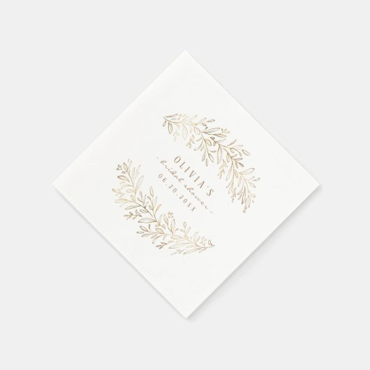 フェイク金ゴールド植物葉ブライダルシャワーパーティー スタンダードカクテルナプキン (角)