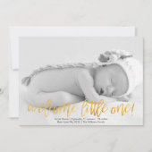 フェイク金ゴールド歓迎リトルワン誕生発表 案内状 (正面)