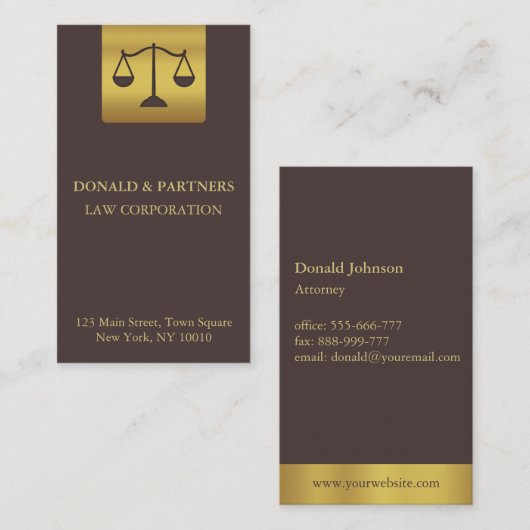 フェイク金ゴールド法はかりで測弁護士 名刺 (正面/裏面)